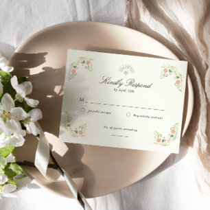 Elegante Wasserfarbe-Blumen-Rokokohochzeit RSVP Karte