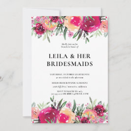Elegante Wasserfarbe Blumenrosa Bridesmaids Brunch Einladung
