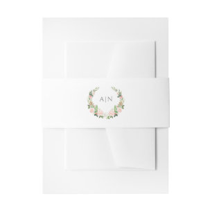 Elegante Wasserfarbe-Blumenwappen-Hochzeit Einladungsbanderole