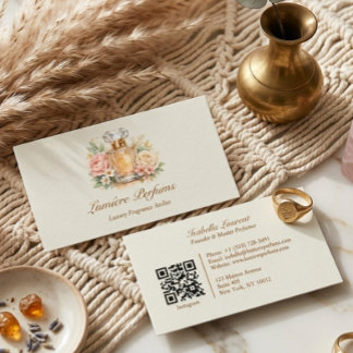 Elegante Wasserfarbe Blumige Parfümflasche Duft Visitenkarte