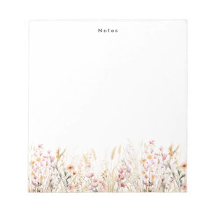 Elegante Wasserfarbe Boho Floral Personalisiert  Notizblock