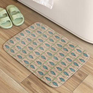 Elegante Wasserfarbe botanische Blätter Grün Badematte