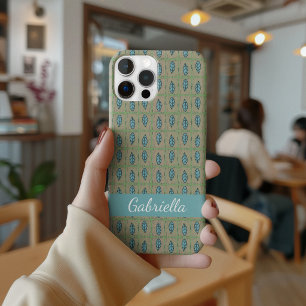 Elegante Wasserfarbe Botanische Blätter Grün Name iPhone 15 Pro Hülle