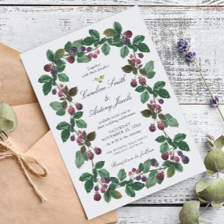 Elegante Wasserfarbe Brombeeren Hochzeit Einladung