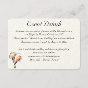 Elegante Wasserfarbe Calla Lilies Romantische Blum Begleitkarte