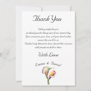 Elegante Wasserfarbe Calla Lilies Romantische Blum Dankeskarte