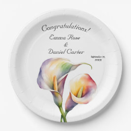 Elegante Wasserfarbe Calla Lilies Romantische Blum Pappteller