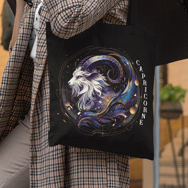 Elegante Wasserfarbe Capricorne Zodiac Black Tasche