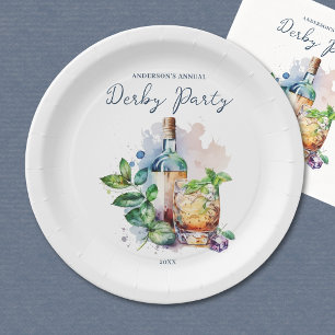 Elegante Wasserfarbe Derby-Party-Papierteller Pappteller