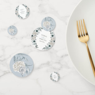 Elegante Wasserfarbe Dusty Blau Botanisch Konfetti