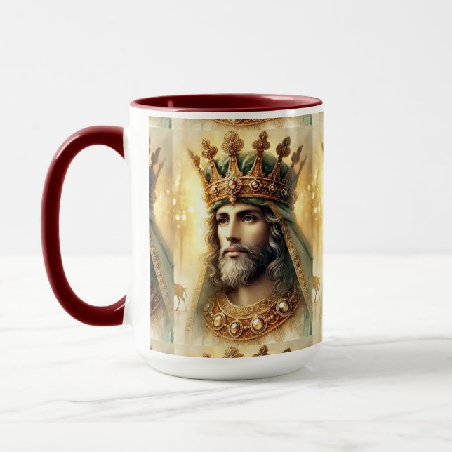 Elegante Wasserfarbe eines klugen Königs Tasse (Links)
