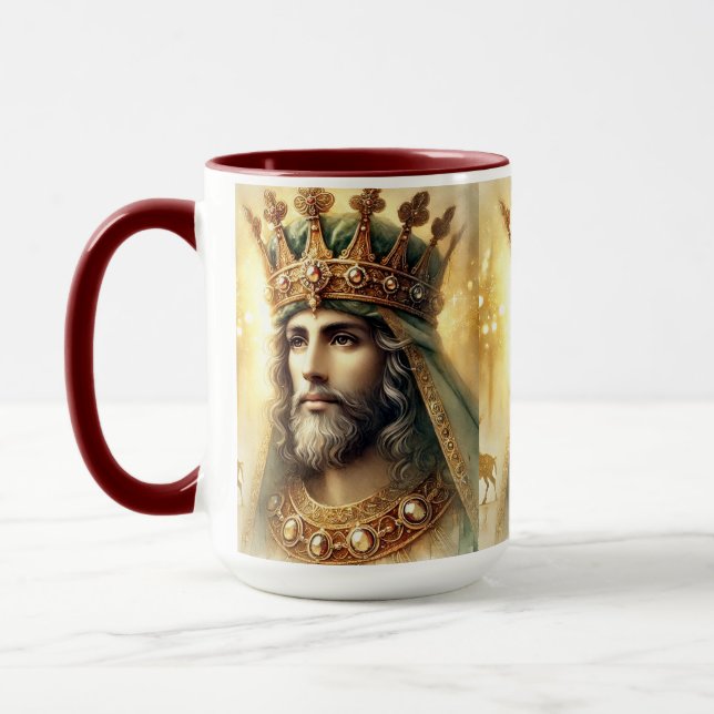 Elegante Wasserfarbe eines klugen Königs Tasse (Links)