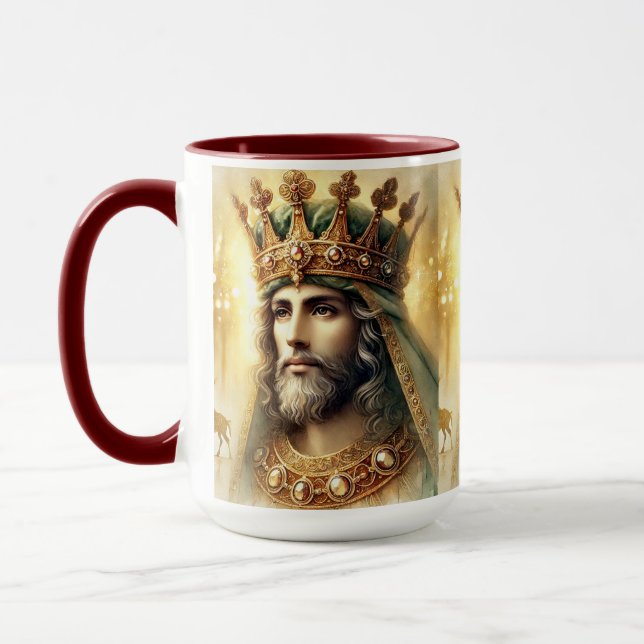 Elegante Wasserfarbe eines klugen Königs Tasse (Links)