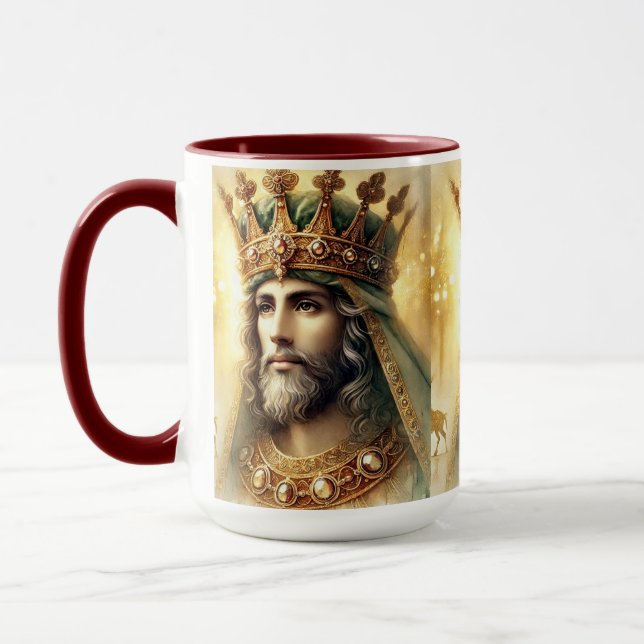 Elegante Wasserfarbe eines klugen Königs Tasse (Links)