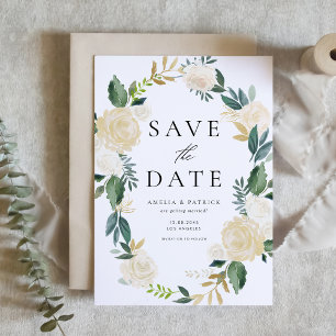 Elegante Wasserfarbe Elfenbeinblütenzeremonie Save The Date