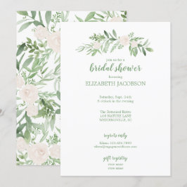 Elegante Wasserfarbe Elfenbeinfarben Rose Blumenko Einladung