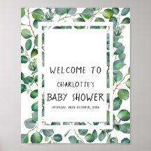 Elegante Wasserfarbe Eukalyptus Baby Shower Begrüß