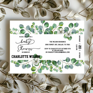 Elegante Wasserfarbe-Eukalyptus-Baby-Shower Einladung