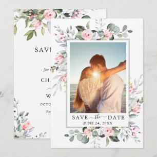 Elegante Wasserfarbe Eukalyptus FOTO Hochzeit Save The Date