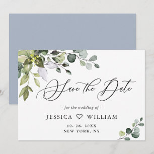 Elegante Wasserfarbe Eukalyptus Grünzeug Hochzeit Save The Date