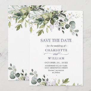 Elegante Wasserfarbe Eukalyptus-Grünzeug-Hochzeit Save The Date