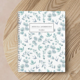 Elegante Wasserfarbe Eukalyptus Personalisiert Rez Notizbuch