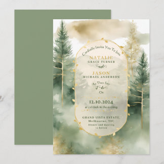 Elegante Wasserfarbe Evergreen tree Rustikale Hoch Einladung