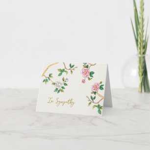 Elegante Wasserfarbe Floral Chinoisorie Beileid Dankeskarte