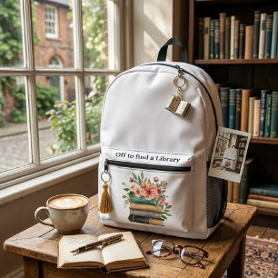 elegante Wasserfarbe florale Buchliebhaberin Bedruckter Rucksack