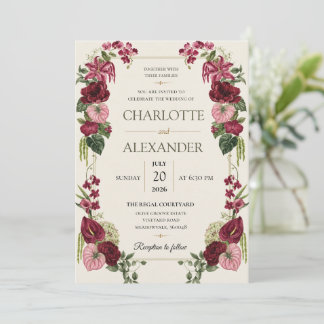 Elegante Wasserfarbe Florale Hochzeitseinladung Einladung