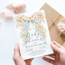 Elegante Wasserfarbe Florale Schleife Baby Shower