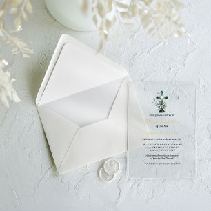 Elegante Wasserfarbe Florales Kreuz Konfirmation Acryleinladungen