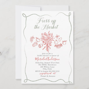 Elegante Wasserfarbe frisch vom Markt Bridal Sh Einladung