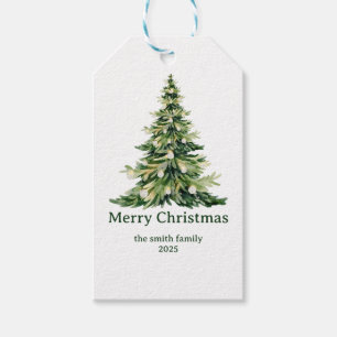 Elegante Wasserfarbe Frohe Weihnachtsbaum Non-Foto Geschenkanhänger