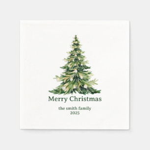 Elegante Wasserfarbe Frohe Weihnachtsbaum Non-Foto Serviette