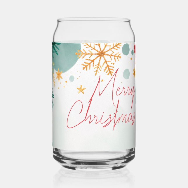Elegante Wasserfarbe frohe Weihnachtsbläser Dosenglas (Links)