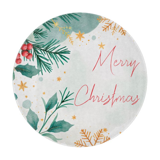 Elegante Wasserfarbe Frohe Weihnachtsgläser schnei Schneidebrett (Vorderseite)