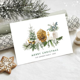 Elegante Wasserfarbe Frohe Weihnachtskomposition Feiertagskarte