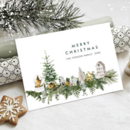 Elegante Wasserfarbe Frohe Weihnachtskomposition Feiertagskarte