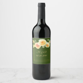 Elegante Wasserfarbe Gelbe Rose Bouquet Weinetikett