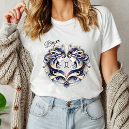 Elegante Wasserfarbe Gemini Zodiac Custom T-Shirt
