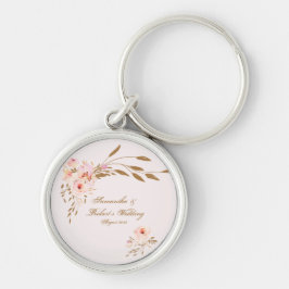 Elegante Wasserfarbe Gold Rosa Rosen Hochzeit Schlüsselanhänger