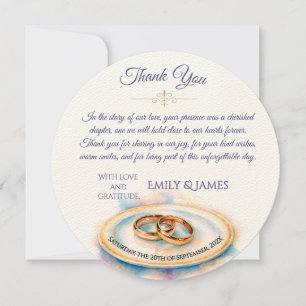 Elegante Wasserfarbe Goldene Rose Hochzeiten Dankeskarte