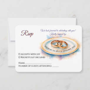 Elegante Wasserfarbe Goldene Rose Hochzeiten RSVP Karte