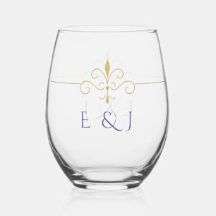 Elegante Wasserfarbe Goldene Rose Hochzeiten Weinglas Ohne Stiel