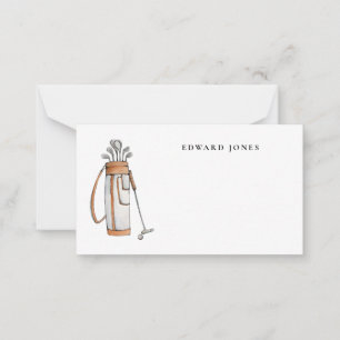 Elegante Wasserfarbe Golfbag Kleine Mitteilungskarte