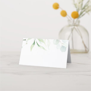 Elegante Wasserfarbe Grün Botanische Hochzeit Platzkarte
