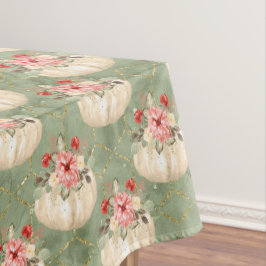 Elegante Wasserfarbe Grüner Pumpkin Gold Geometric Tischdecke