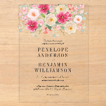 Elegante Wasserfarbe Helle Rosa Florale Hochzeit