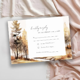 Elegante Wasserfarbe Herbst Landschaft Hochzeit RSVP Karte